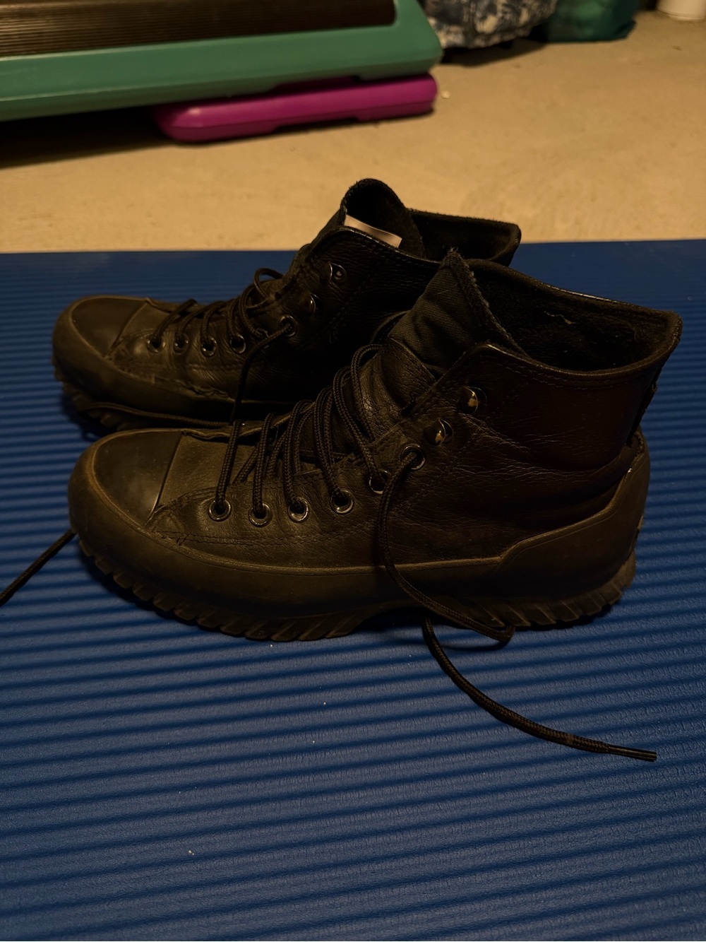 Converse Black Leather High Top Sneakers
